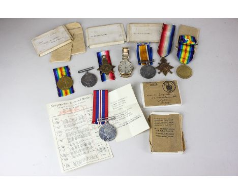 A set of three First World War Medals, awarded to 2225 Pte. C. W. Harrison.  R.W. Fus; another set of three First World War M