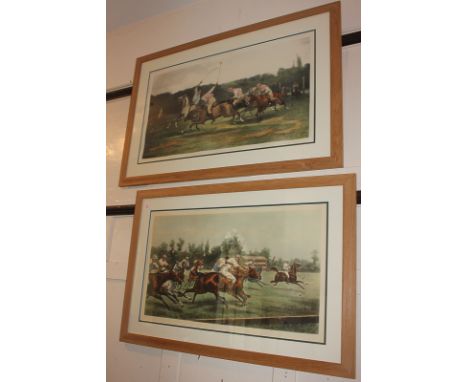 Two 20th century colour prints of men playing polo, after J C Dollman and after G D Giles, 41.5cm by 71cm