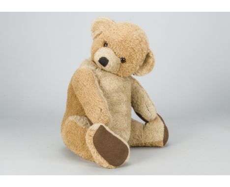 A large Chad Valley Cubby teddy bear 1930s,  with brown and beige alpaca plush, orange and black glass eyes, black stitched n