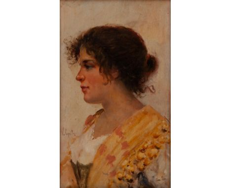 (Napoli 1856 - 1936)Cm 32x19,5  | In 12.60x7.68Oil on panelVincenzo Caprile studied at the Academy of Fine Arts in Naples wit