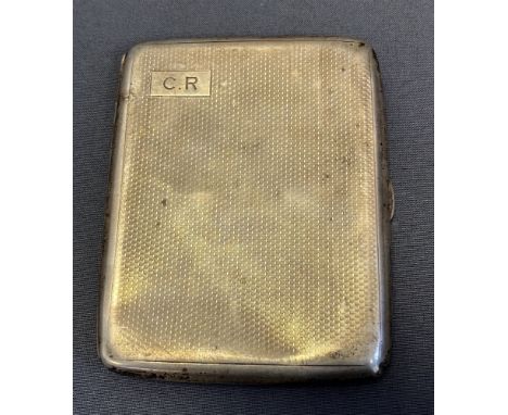 EDWARDIAN STERLING SILVER CIGARETTE CASE 11.0 x 9.0cm, engine turned decoration, gilt interior, hallmarked Birmingham 1902.  