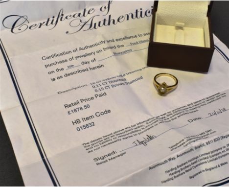 18CT GOLD DANCING DIAMOND RING 11.6 x 7.4mm marquise shaped head, the central diamond set 'en tremblant' and reported as 0.11