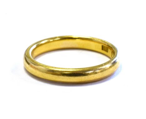 22CT GOLD PLAIN WEDDING BAND 3.0mm wide, ring size L 1/2.  Hallmarked 22 Birmingham 1916.  Weight 4.4 grams.