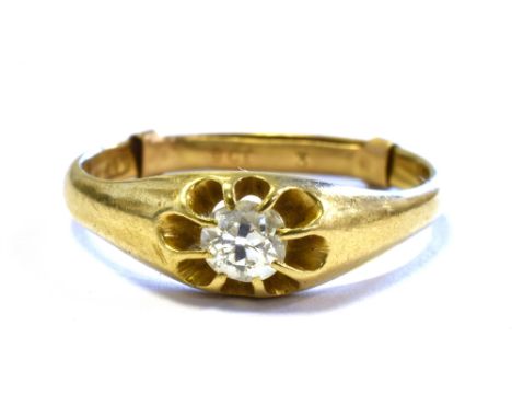 ANTIQUE 18CT GOLD &amp; OLD CUT DIAMOND RING with buttercup claw set, old European cut diamond, estimated in the setting as 0