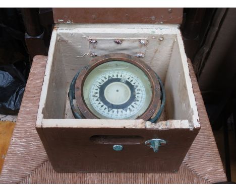 BOXED SHIP'S COMPASS