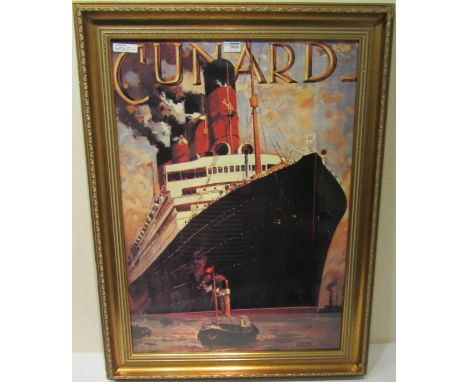 RMS Aquitania- Cunard framed reproduction poster 77cm x 56cm Condition Report Click here for further images, condition, aucti