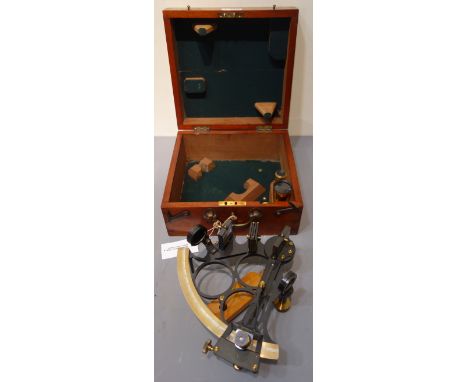 Early/ mid 20th century Sextant by Kelvin White & Hutton, 11 Billiter London with lenses in fitted mahogany case  Condition R