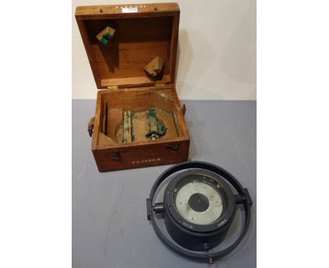 WWII British Navy Ship's gimbal hanging compass (dial to underside)  Patt. No. 921 Model No.1630H overall dia.23cm in origina