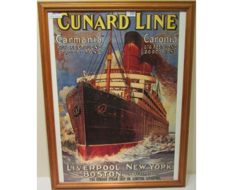 Cunard Line - Carmania and Caronia framed reproduction poster 79cm x 59cm  Condition Report Click here for further images, co