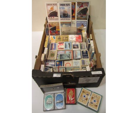 Collection of maritime related playing cards including full sets, part sets and boxes in one box 