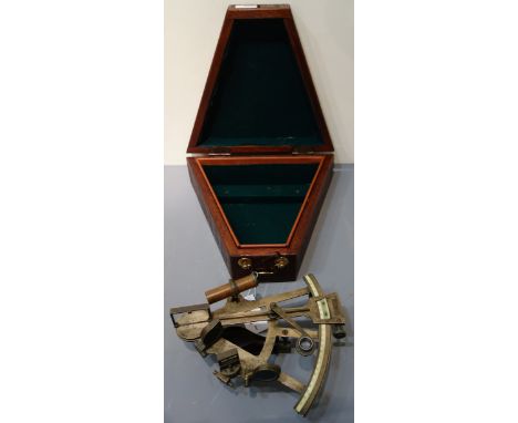 19th century brass Octant by J.J. Stiles Sunderland with Ivory scale in fitted mahogany case  Condition Report Click here for