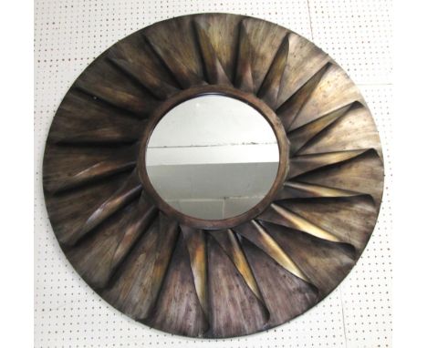 MIRROR, circular aviation jet engine style, 98cm diam.