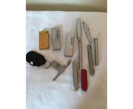 Smoking ephemera including Dunhill lighter, pipe cleaners and knives