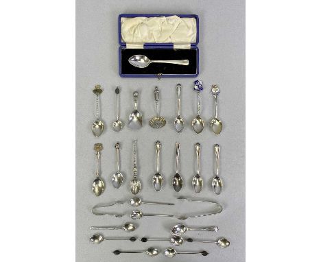 BIRMINGHAM SILVER COLLECTOR &amp; OTHER SPOONS with two pairs of sugar tongs, 26 pieces to include a Scottish thistle handle 