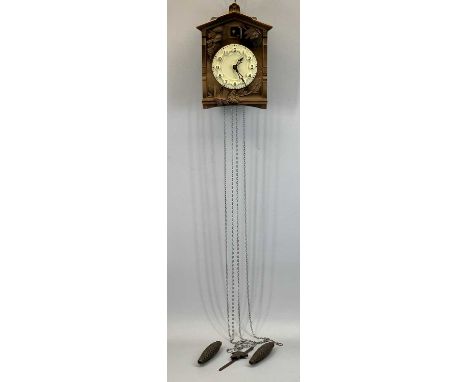 MAJAK CUCKOO CLOCK MADE IN USSR - brown Bakelite front, moulded with pinecones, the cream dial with Arabic numerals, pinecone