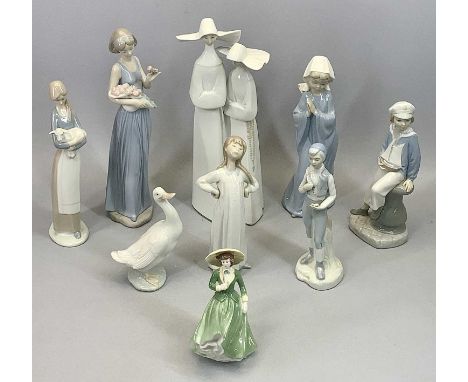 LLADRO, NAO &amp; SIMILAR ASSORTMENT and a Coalport lady, 9 pieces in total