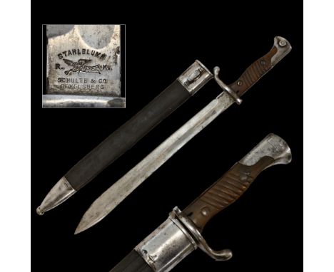 Bayonet and scabbard - Mauser Model 1898/05 `Butcher` by Stahlblume R.K. Schulte &amp; Co. Gevelsberg. Very fine condition WW