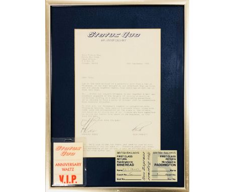 STATUS QUO. A mounted and framed display to include various pieces of memorabilia relating to the Status Quo 'Anniversary Wal