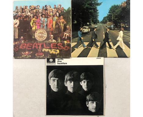 THE BEATLES - WITH THE BEATLES/ABBEY ROAD/SGT PEPPER'S - ORIGINAL UK PRESSINGS. Fab pack of 3 x original UK pressing LPs. Tit