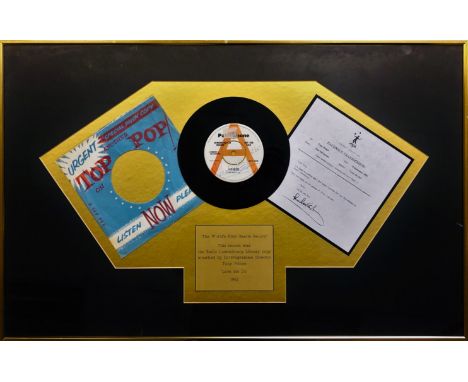 THE BEATLES RADIO LUXEMBOURG 'FIRST EVER' PLAYED COPY OF LOVE ME DO. An incredible piece of music history. This the Radio Lux