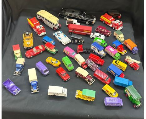 Large selection of assorted of vintage and later toy vehicles to include Corgi, LLedo etc 