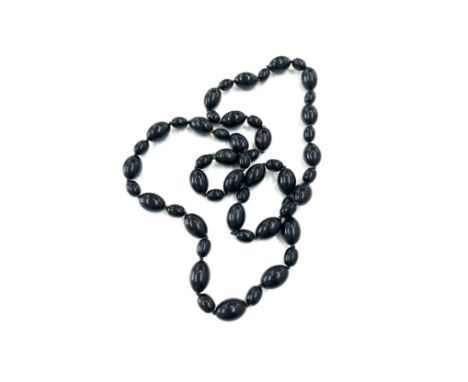 Vintage black bead necklace, overall weight 136g 