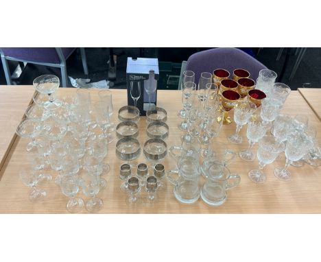 Selection of vintage and later glass sets - mainly sets of six 