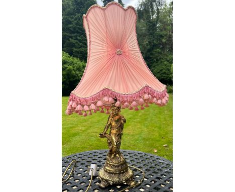 Brass table lamp with shade overall height 29 inches 