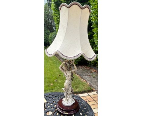 Guissppe signed lady Porcelain lamp, overall height  32 inches 