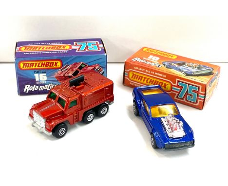 Two boxed matchbox 16 badger Rola Matics and 10 piston popper both 1973 
