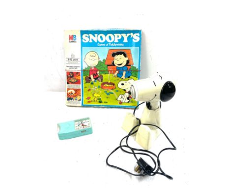 Snoopy collection hair dryer plus snoopy clock and lamp with Snoopy board game 