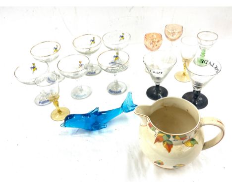 Selection of vintage glassware, Wedgwood jug 