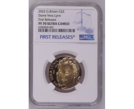 UNITED KINGDOM. Elizabeth II, 1952-2022. Gold 2 pounds, 2022. Royal Mint. Proof. Commemorates Dame Vera Margaret Lynn (1917 -