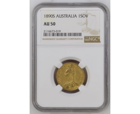 AUSTRALIA. Victoria, 1837-1901. Gold sovereign, 1890 S. Sydney. First Legend. Jubilee bust left, J.E.B. with angled J fully o