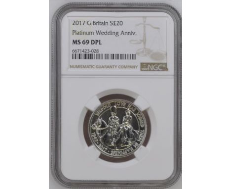 UNITED KINGDOM. Elizabeth II, 1952-2022. Silver 20 pounds, 2017. Royal Mint. BU. Conjoined portrait depicting HM Queen Elizab