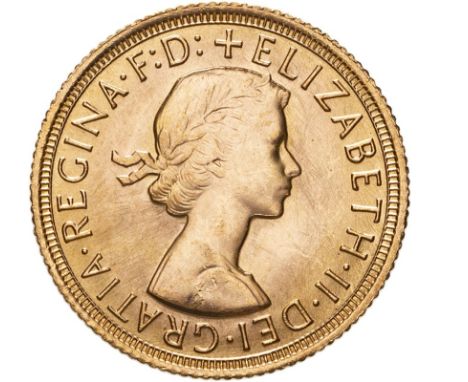 UNITED KINGDOM. Elizabeth II, 1952-2022. Gold sovereign, 1968. Royal Mint. First, laureate head of Elizabeth II facing right;