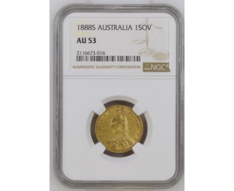 AUSTRALIA. Victoria, 1837-1901. Gold sovereign, 1888 S. Sydney. First Legend. DISH.S7. Jubilee bust left, spread J.E.B. with 