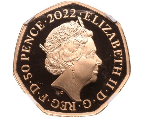 UNITED KINGDOM. Elizabeth II, 1952-2022. Gold 50 pence, 2022. Royal Mint. Proof. Commemorative fifty pence coin celebrating t