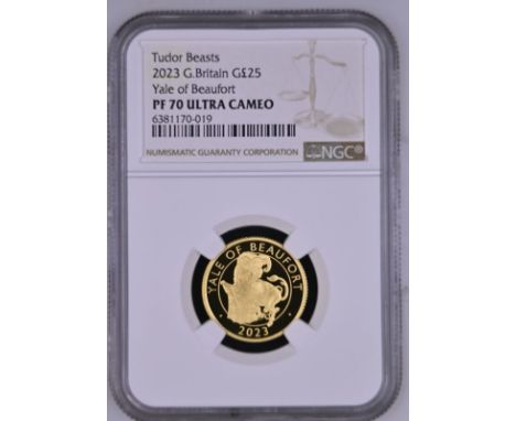 UNITED KINGDOM. Elizabeth II, 1952-2022. Gold 25 pounds, 2023. Royal Mint. Proof. The third design in The Royal Tudor Beasts 
