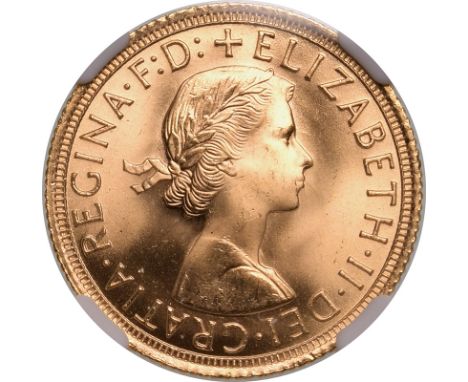 UNITED KINGDOM. Elizabeth II, 1952-2022. Gold sovereign, 1966. Royal Mint. First, laureate head of Elizabeth II facing right;
