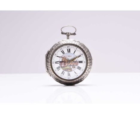 Clay: A mid-18th century white metal repousse pair cased verge pocket watchDate: Circa 1765-70Movement: Gilt verge, signed Cl