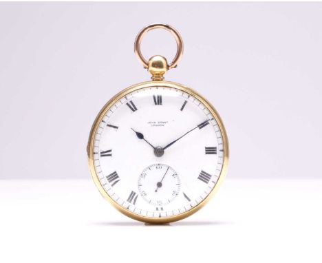 John Grant: An 18ct gold open face pocket watchDate: London hallmarks for 1842Movement: Gilt full plate cylinder, signed John