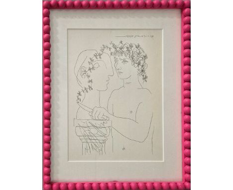 PABLO PICASSO. Jeune Sculpteur Au Travail. Lithograph, 34cms x 28cms, Framed.
