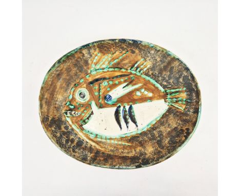 PABLO PICASSO. POISSON CHINÉ. (d) earthenware ceramic plate, stamped 'Madoura Plein Feu / Empreinte Originale de Picasso'. Co