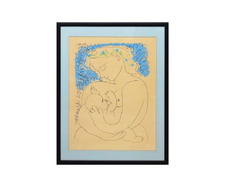 PABLO PICASSO. MATERNITE. Lithograph, 56cms x 43cms, signed and dated in the plate, published 1963, framed.&nbsp;(Subject to 