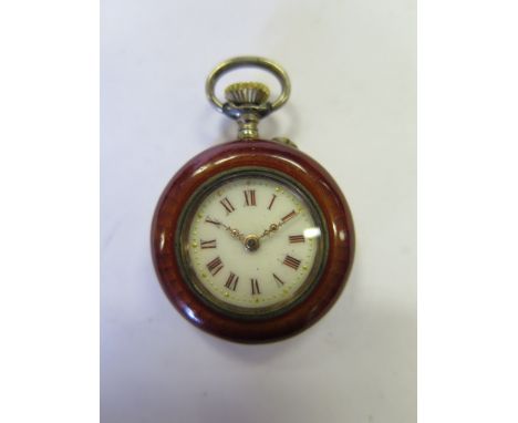 A .935 Silver and Pearl Mounted Ladies Lapel Watch _ running 