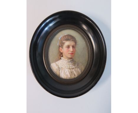 A Victorian Miniature Portrait of Young Lady 