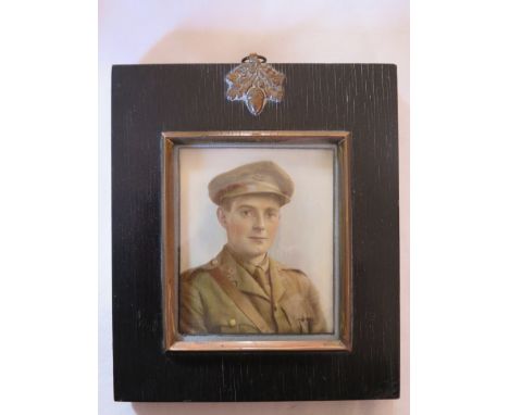 A World War One Portrait Miniature of a young officer, signed Laura Adams 
