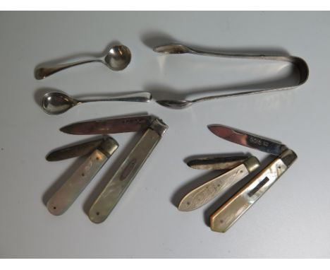 A William IV Silver and mother of pearl fruit knife, Sheffield 1833 and three others etc 