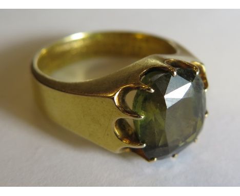 A Fine Antique Anglo Indian Gent's Chrysoberyl Presentation Ring _ 'PRESENTED TO R. HANCOCK ESQ BY THE EUROPEAN EMPLOYE'S OF 
